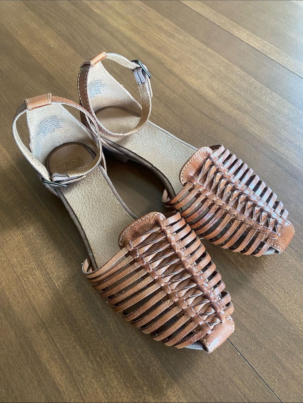 Seychelles Tan Woven Huarache Ankle-Strap Sandals